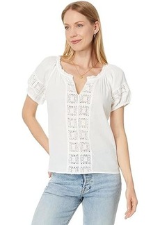 Lucky Brand Granny Square Short Sleeve Top