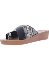 Lucky Brand Heliara Womens Leather Snake Print Wedge Sandals