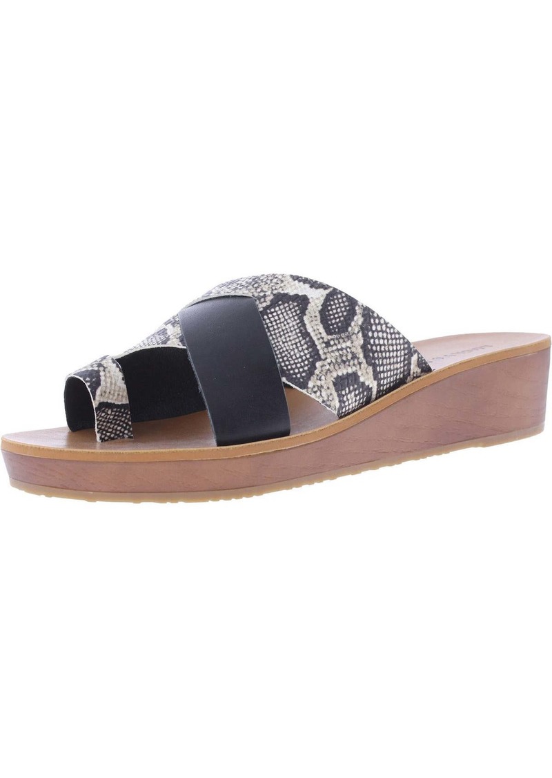 Lucky Brand Heliara Womens Leather Snake Print Wedge Sandals