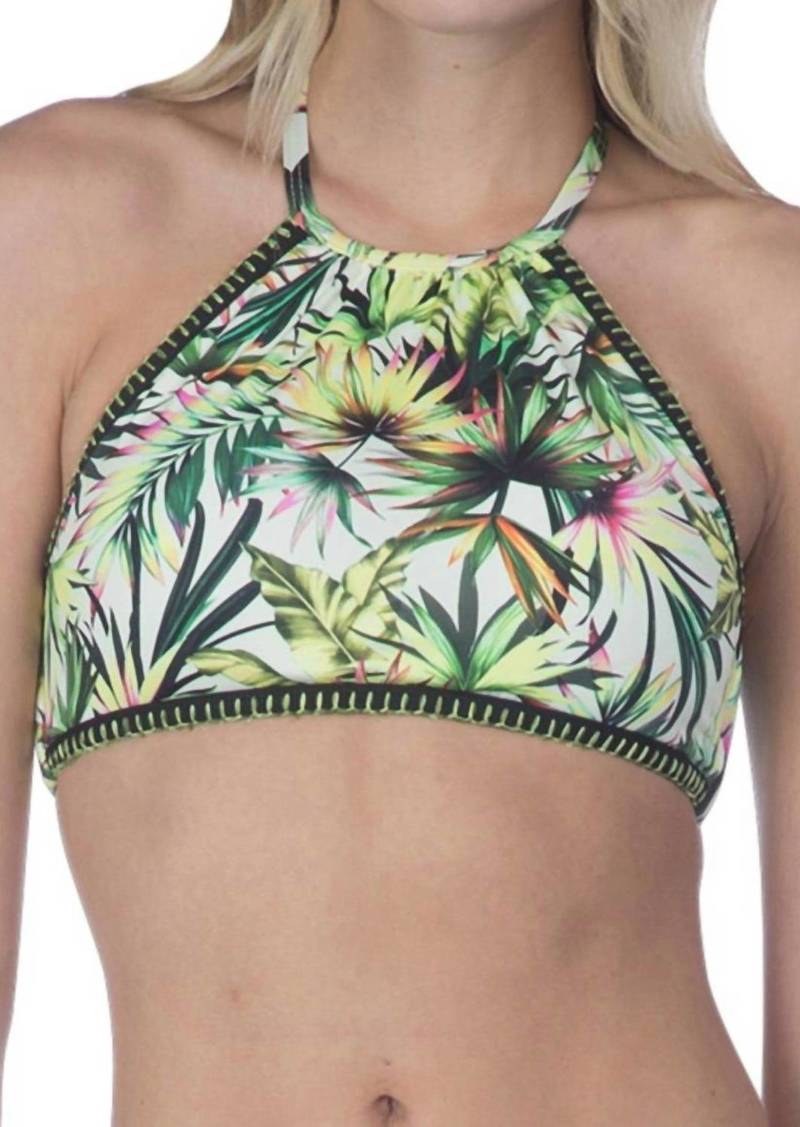 Lucky Brand High Neck Bikini Top In Coastal Palms