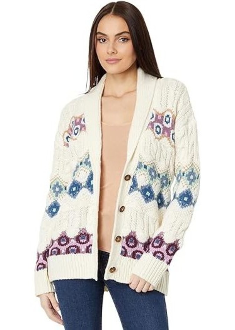 Lucky Brand Intarsia Shawl Collar Cardigan