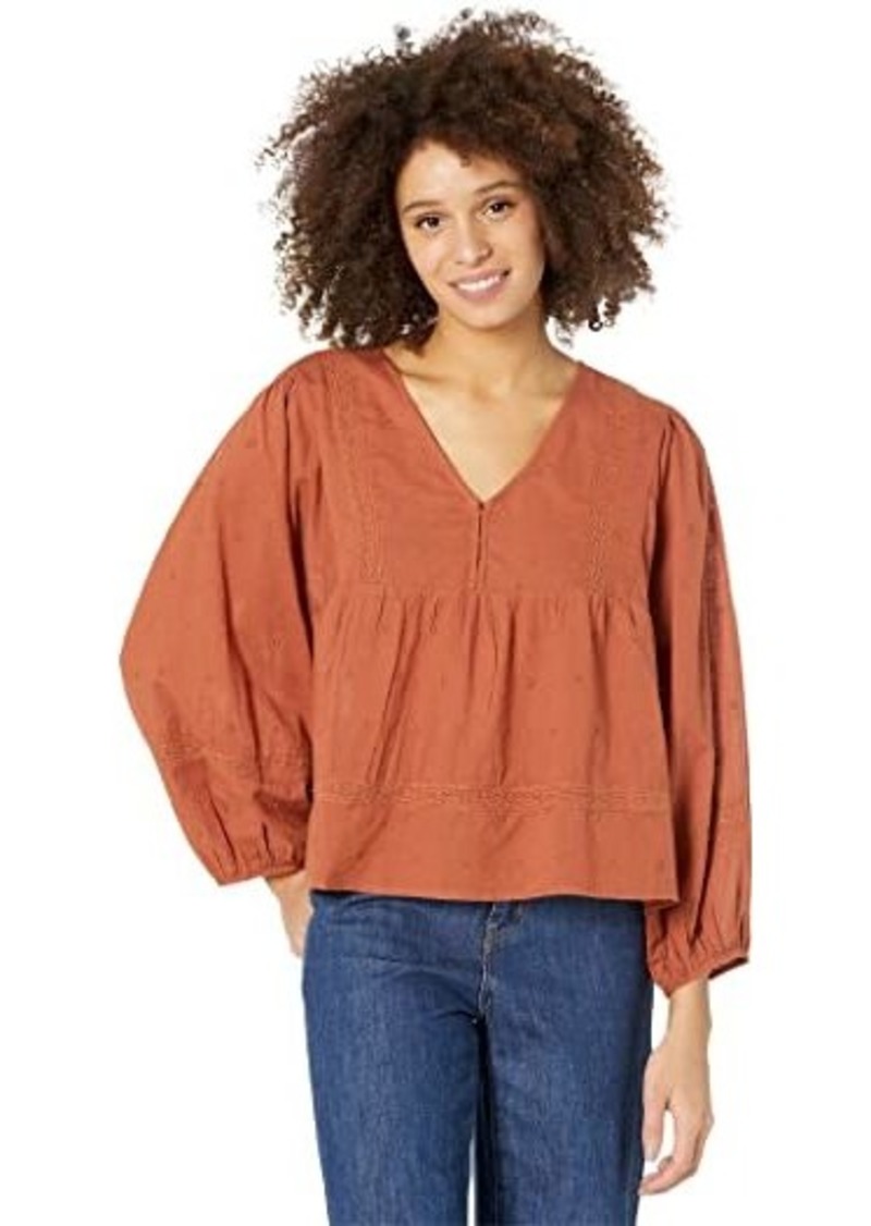 Lucky Brand Lace Inset V-Neck Blouse