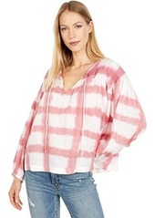 Lucky Brand Long Sleeve Pleated Peasant Blouse