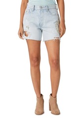 Lucky Brand '90s Embroidered High Waist Cutoff Midi Denim Shorts