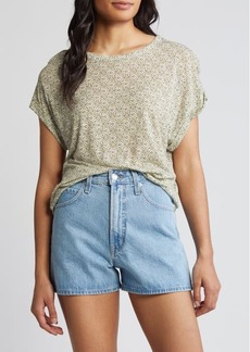 Lucky Brand Abstract Floral Short Sleeve Knit Top