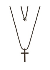 "Lucky Brand Black Cross Pendant 22"" Chain - Black"