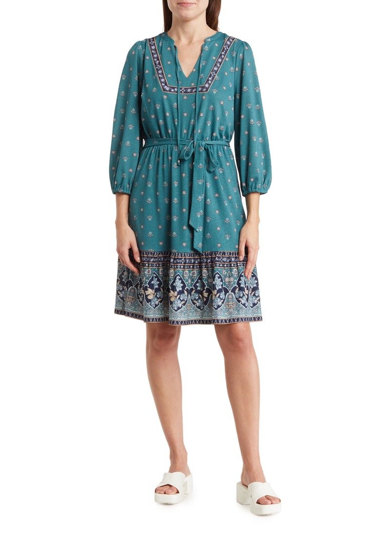 Lucky Brand Border Print Jersey Dress in Teal Twin at Nordstrom Rack