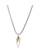 "Lucky Brand Brass Two Tone Plated 22"" Arrowhead Pendant Necklace - Silver tone, gold tone"