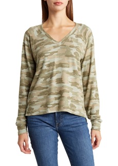 Lucky Brand Camo Print Long Sleeve High-Low Top in Green Multi at Nordstrom Rack