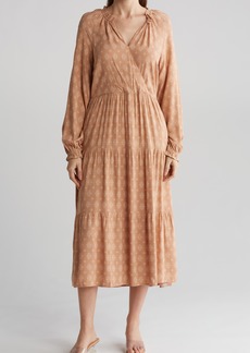 Lucky Brand Chalis Long Sleeve Maxi Dress in Tan Medallion at Nordstrom Rack