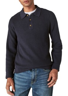 Lucky Brand Cloud Soft Rib Cotton Blend Polo Sweater