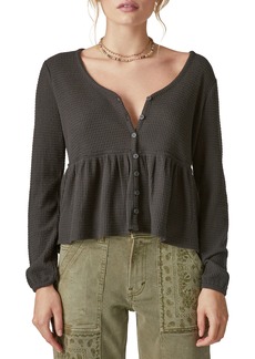Lucky Brand Cloud Waffle Texture Top in Jet Black at Nordstrom Rack