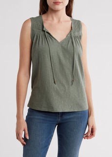 Lucky Brand Cotton Embroidered Yoke Tank in Laurel Wreath at Nordstrom Rack