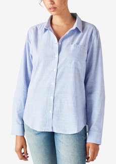 Lucky Brand Cotton The Boyfriend Button-Down Shirt - Blue Multi