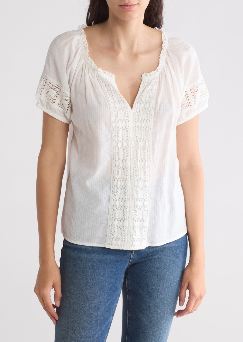 Lucky Brand Granny Square Top in Marshmallow at Nordstrom Rack