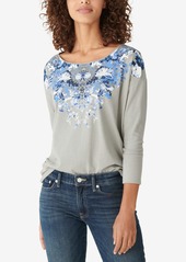 Lucky Brand Drop-Shoulder Floral Long-Sleeve Graphic T-Shirt