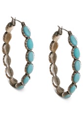 Lucky Brand Earrings, Reconstituted Turquoise 1-5/8" Hoop Earrings