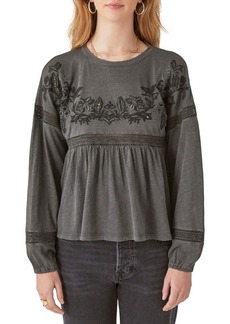 Lucky Brand Embroidered Babydoll Top
