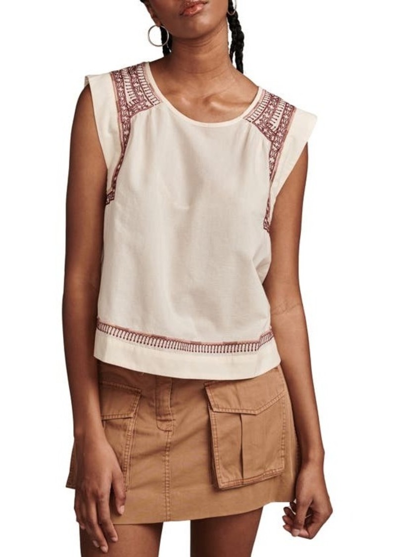 Lucky Brand Embroidered Cotton Sleeveless Top