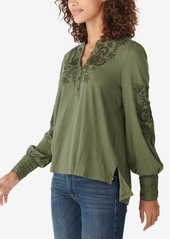 Lucky Brand Embroidered Knit Top