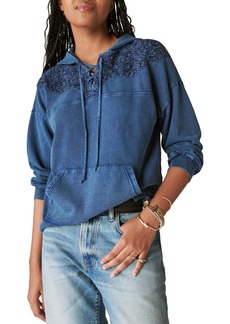 Lucky Brand Embroidered Lace Hoodie in Indigo at Nordstrom Rack