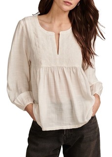Lucky Brand Embroidered Long Sleeve Peasant Top