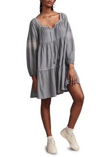 Lucky Brand Embroidered Long Sleeve Tiered Cotton Dress
