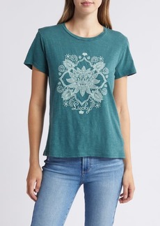 Lucky Brand Embroidered Luck Lotus Cotton T-Shirt