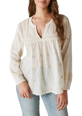 Lucky Brand Embroidered Popover Top