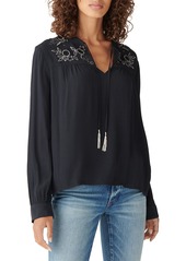 Lucky Brand Embroidered Shine Peasant Top
