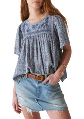 Lucky Brand Embroidered Short Sleeve Top