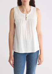 Lucky Brand Embroidered Yoke Tank in Marshmallo at Nordstrom Rack