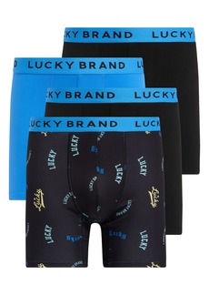 Lucky Brand Essential 4-Pack Boxer Briefs in Jet Black/Super Sonic Multi at Nordstrom Rack