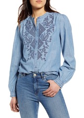 Lucky Brand Eyelet Cotton Chambray Poet Shirt