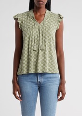 Lucky Brand Floral Cotton & Modal Tassel Tie Top in Cream Multi at Nordstrom Rack