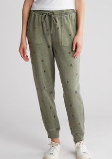 Lucky Brand Floral Embroidered French Terry Joggers in Dusty Olive at Nordstrom Rack
