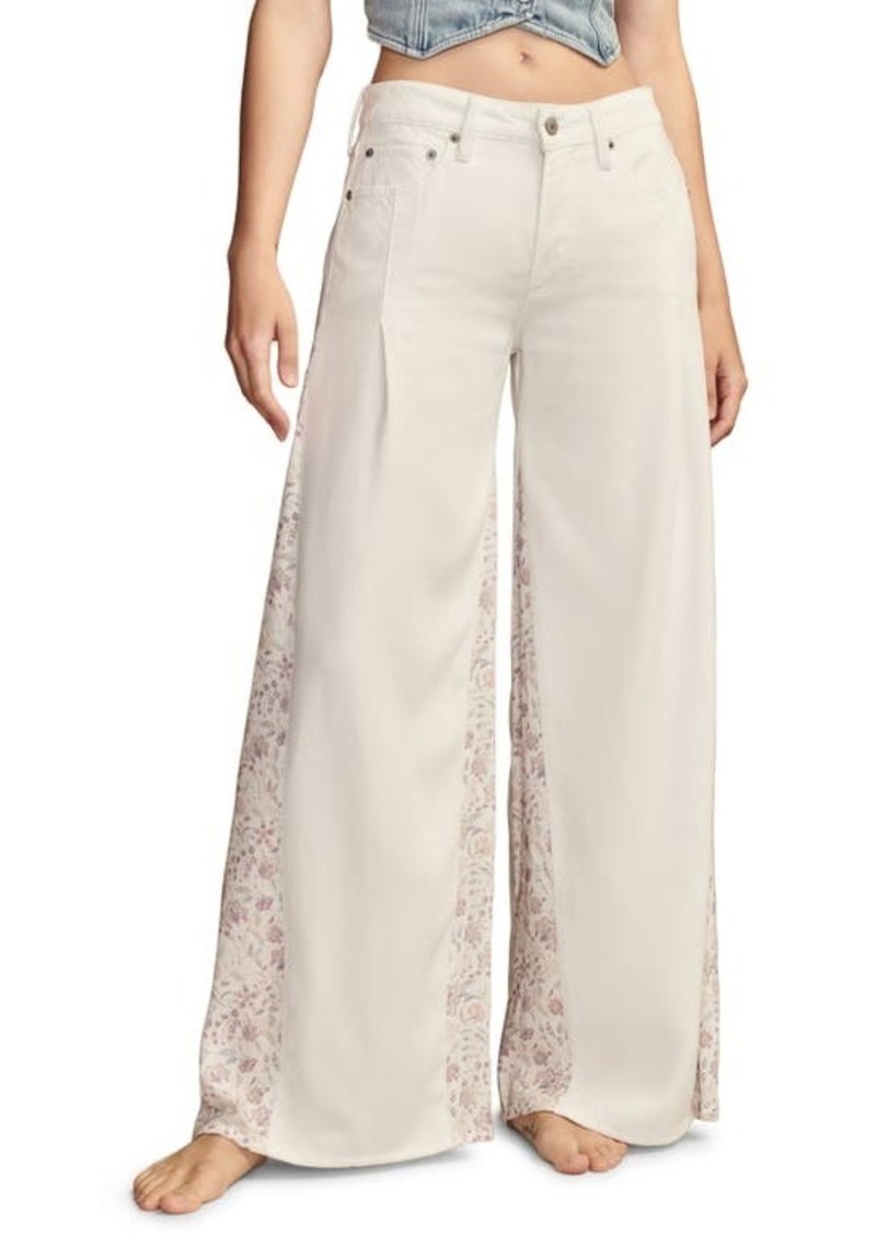 Lucky Brand Floral Inset Palazzo Jeans