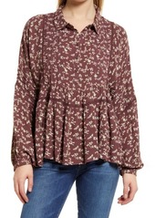 Lucky Brand Floral Long Sleeve Blouse in Brown Multi at Nordstrom