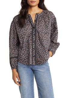 Lucky Brand Floral Print Button Front Blouse