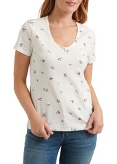 Lucky Brand Floral Print Pointelle T-Shirt