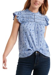 Lucky Brand Floral Print Ruffle Shell
