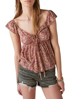 Lucky Brand Floral Print Smocked Top