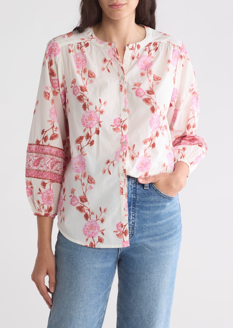 Lucky Brand Floral Print Top in Pink Multi at Nordstrom Rack