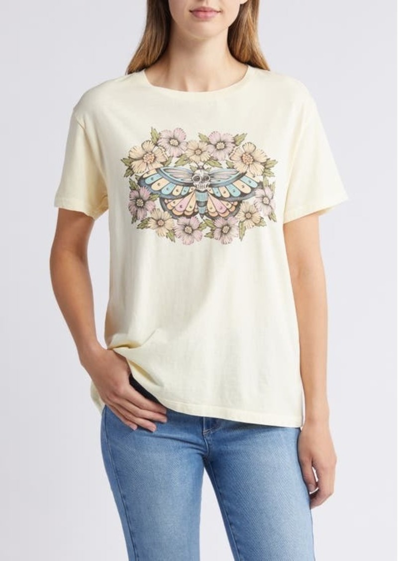 Lucky Brand Floral Skull Butterfly Cotton Graphic T-Shirt