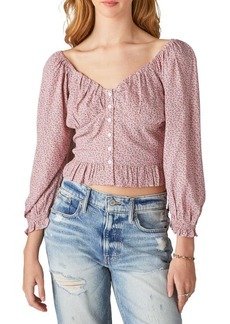 Lucky Brand Floral Smocked Button-Up Blouse
