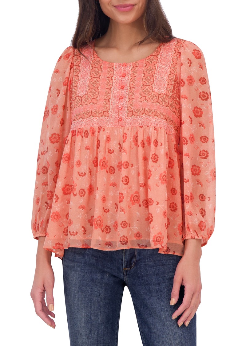 Lucky Brand Floral Tunic in Coral Multi at Nordstrom Rack