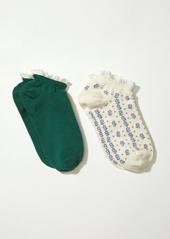 Lucky Brand Garden Lace Trim Ped Sock 2 Pk