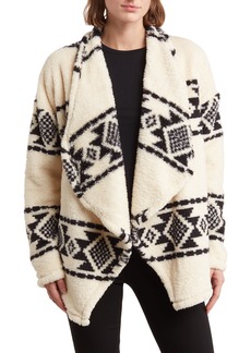 Lucky Brand Geo Print Faux Fur Coat in Natural Multi at Nordstrom Rack