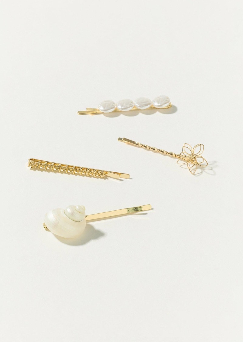 Lucky Brand Gold Pearls Barrette Set