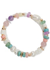 Lucky Brand Gold-Tone 2-Pc. Set Multicolor Mixed Stone Beaded Stretch Bracelets - Gold
